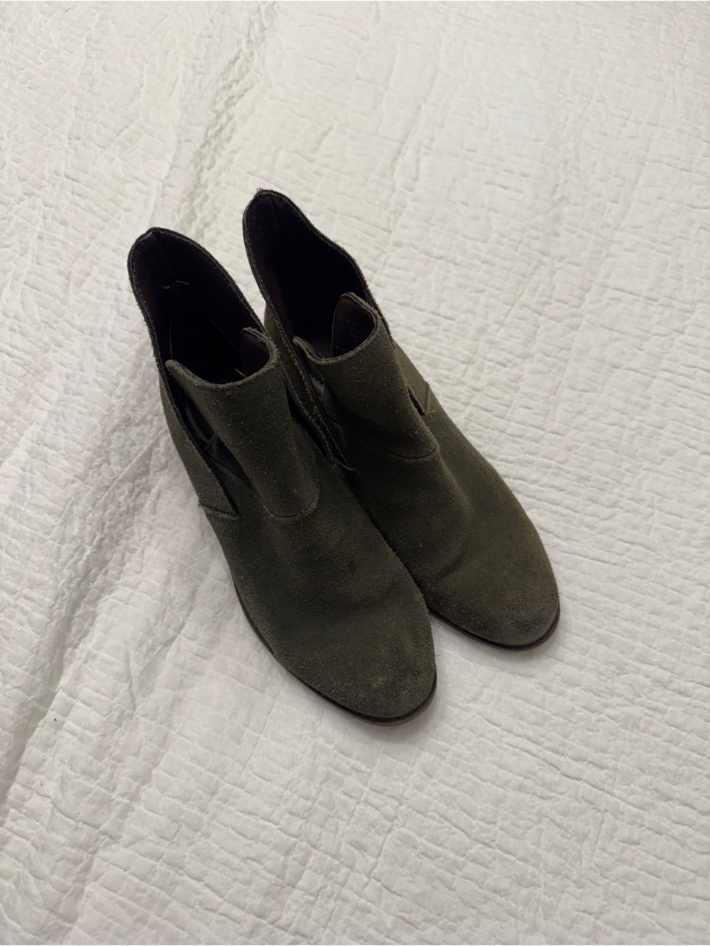 Ruff Hewn Olive Suede Chelsea Ankle Boots